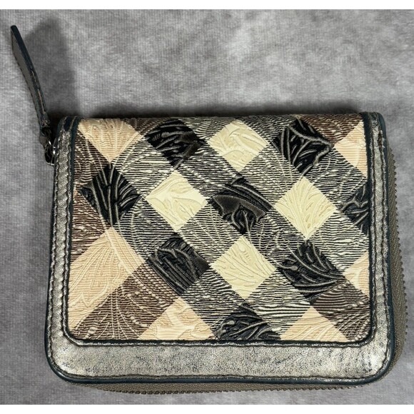 BURBERRY Wallet Embossed Nova Check Zip Around Wallet 5” Beige - Picture 1 of 6